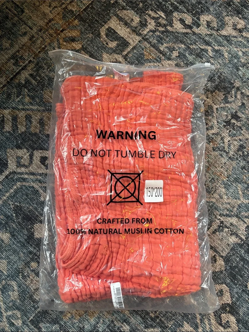 The Fleece Company Muslim Natural Cotton Throw - 103cm (51”)x 150cm (59”) Peach
